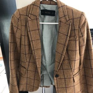 Zara Blazer Size Small Elbow Patch Plaid